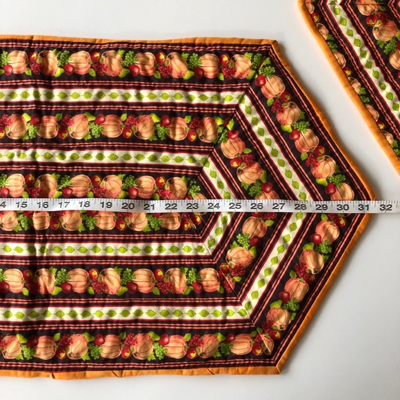 Thanksgiving Table Runner and Pumpkin Place Mat Hand Quilted Set of 2 - Picture 6 of 8